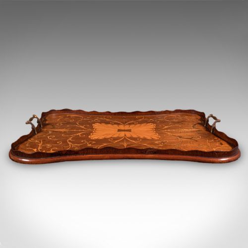 ANTIQUE BUTLER'S SERVING TRAY ENGLISH AFTERNOON TEA PLATTER INLAY VICTORIAN - ADDITIONAL PHOTO 3