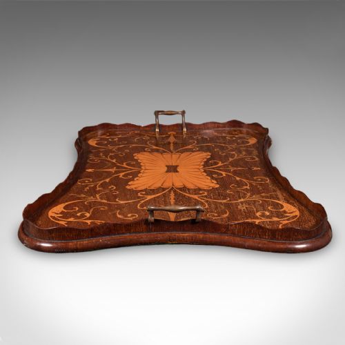 ANTIQUE BUTLER'S SERVING TRAY ENGLISH AFTERNOON TEA PLATTER INLAY VICTORIAN - ADDITIONAL PHOTO 4