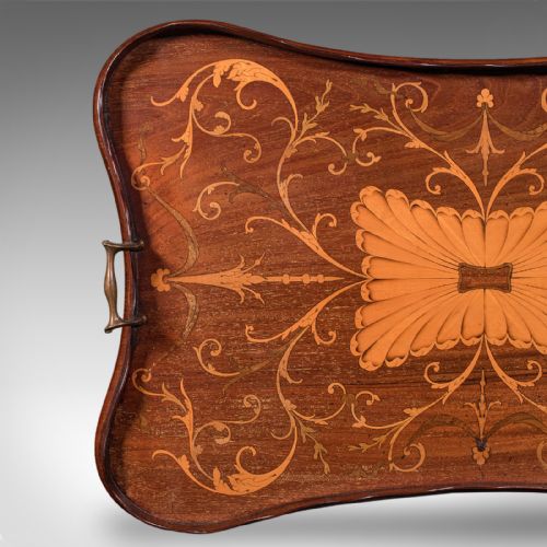 ANTIQUE BUTLER'S SERVING TRAY ENGLISH AFTERNOON TEA PLATTER INLAY VICTORIAN - ADDITIONAL PHOTO 5