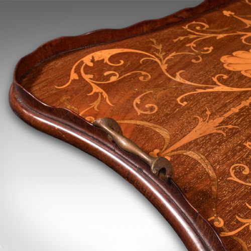 ANTIQUE BUTLER'S SERVING TRAY ENGLISH AFTERNOON TEA PLATTER INLAY VICTORIAN - ADDITIONAL PHOTO 8