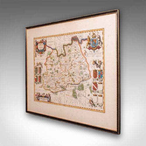 ANTIQUE MAP OF SURREY ENGLISH FRAMED COUNTY CARTOGRAPHY AFTER BLAEU C1690 - ADDITIONAL PHOTO 2
