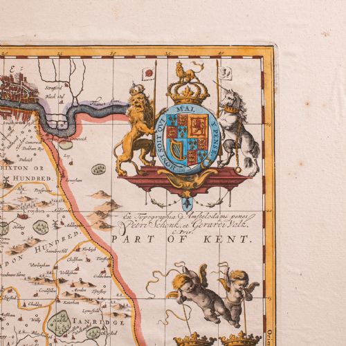 ANTIQUE MAP OF SURREY ENGLISH FRAMED COUNTY CARTOGRAPHY AFTER BLAEU C1690 - ADDITIONAL PHOTO 4