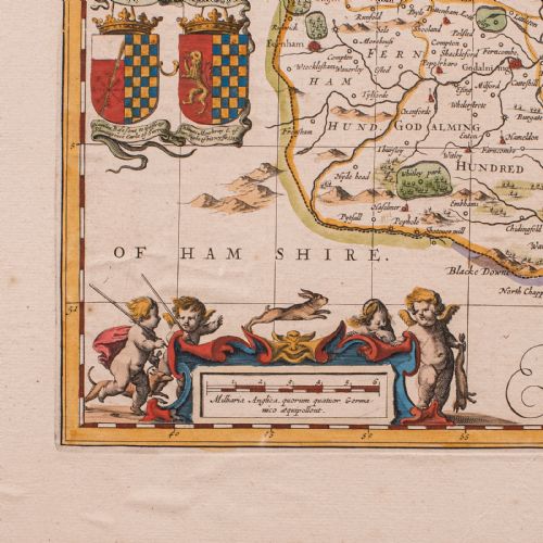 ANTIQUE MAP OF SURREY ENGLISH FRAMED COUNTY CARTOGRAPHY AFTER BLAEU C1690 - ADDITIONAL PHOTO 6