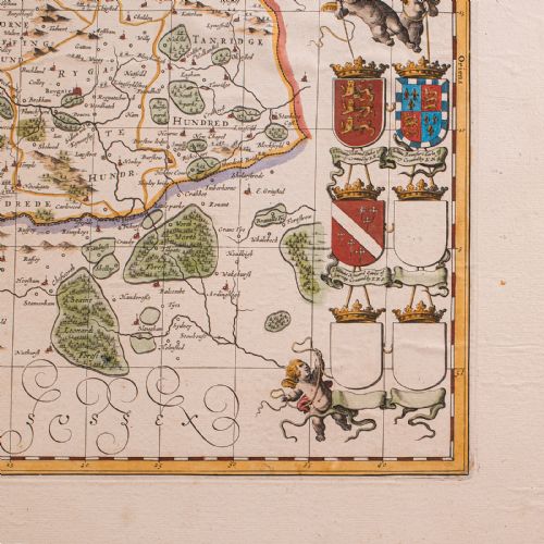 ANTIQUE MAP OF SURREY ENGLISH FRAMED COUNTY CARTOGRAPHY AFTER BLAEU C1690 - ADDITIONAL PHOTO 7