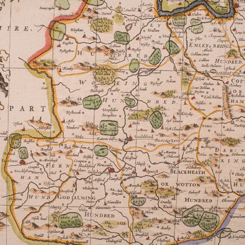 ANTIQUE MAP OF SURREY ENGLISH FRAMED COUNTY CARTOGRAPHY AFTER BLAEU C1690 - ADDITIONAL PHOTO 8