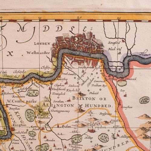 ANTIQUE MAP OF SURREY ENGLISH FRAMED COUNTY CARTOGRAPHY AFTER BLAEU C1690 - ADDITIONAL PHOTO 10