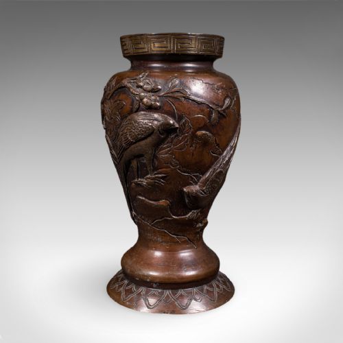 PAIR OF ANTIQUE DECORATIVE MEIJI VASES JAPANESE BRONZE BOUQUET POT VICTORIAN - ADDITIONAL PHOTO 4
