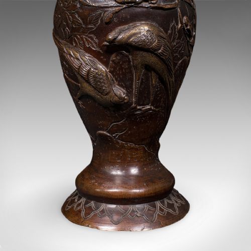 PAIR OF ANTIQUE DECORATIVE MEIJI VASES JAPANESE BRONZE BOUQUET POT VICTORIAN - ADDITIONAL PHOTO 10