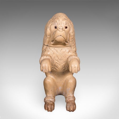 ANTIQUE POODLE TOBACCO JAR ENGLISH FRUITWOOD DOG TREEN FIGURAL EDWARDIAN - ADDITIONAL PHOTO 2