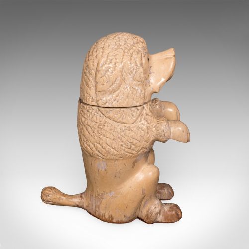 ANTIQUE POODLE TOBACCO JAR ENGLISH FRUITWOOD DOG TREEN FIGURAL EDWARDIAN - ADDITIONAL PHOTO 4