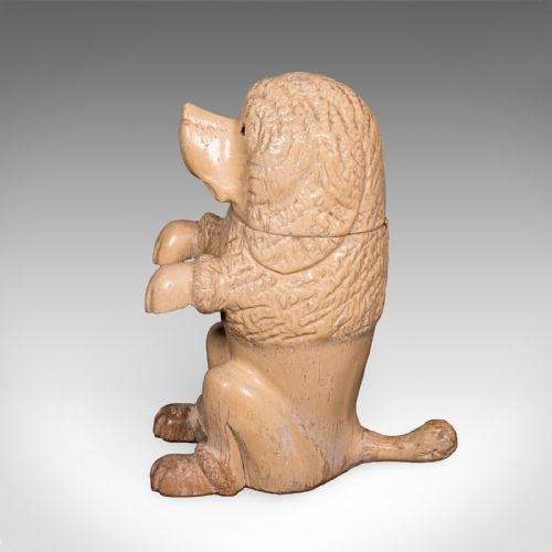 ANTIQUE POODLE TOBACCO JAR ENGLISH FRUITWOOD DOG TREEN FIGURAL EDWARDIAN - ADDITIONAL PHOTO 7