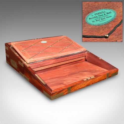 ANTIQUE CAMPAIGN WRITING SLOPE ENGLISH CORRESPONDENCE BOX BOOK REST VICTORIAN - ADDITIONAL PHOTO 3