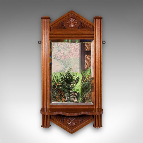 ANTIQUE HALLWAY MIRROR ENGLISH WALNUT GLASS VALET RECEPTION HALL EDWARDIAN - ADDITIONAL PHOTO 1