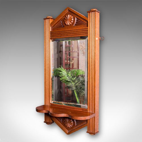 ANTIQUE HALLWAY MIRROR ENGLISH WALNUT GLASS VALET RECEPTION HALL EDWARDIAN - ADDITIONAL PHOTO 2