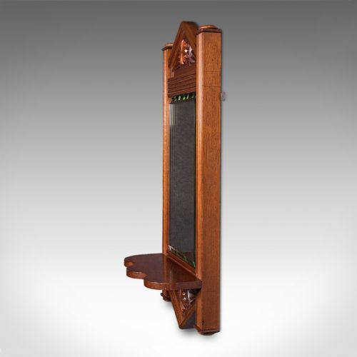 ANTIQUE HALLWAY MIRROR ENGLISH WALNUT GLASS VALET RECEPTION HALL EDWARDIAN - ADDITIONAL PHOTO 3