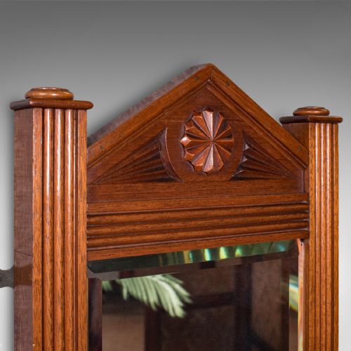 ANTIQUE HALLWAY MIRROR ENGLISH WALNUT GLASS VALET RECEPTION HALL EDWARDIAN - ADDITIONAL PHOTO 4
