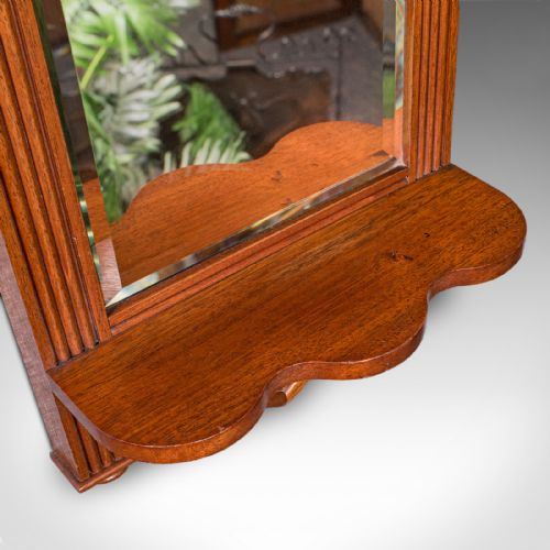 ANTIQUE HALLWAY MIRROR ENGLISH WALNUT GLASS VALET RECEPTION HALL EDWARDIAN - ADDITIONAL PHOTO 5