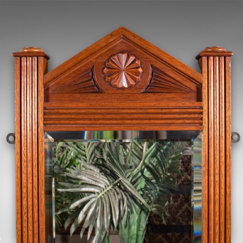 ANTIQUE HALLWAY MIRROR ENGLISH WALNUT GLASS VALET RECEPTION HALL EDWARDIAN - ADDITIONAL PHOTO 6