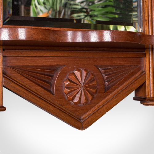 ANTIQUE HALLWAY MIRROR ENGLISH WALNUT GLASS VALET RECEPTION HALL EDWARDIAN - ADDITIONAL PHOTO 7