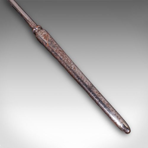 ANTIQUE COMPANION SET THREE FIRESIDE TOOLS ENGLISH STEEL BRASS VICTORIAN - ADDITIONAL PHOTO 11