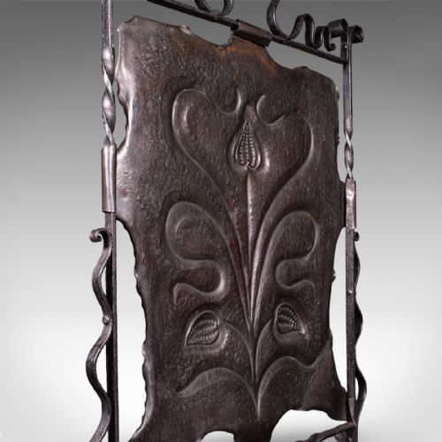ANTIQUE FIRE SCREEN ART NOUVEAU FRENCH FIREPLACE REFLECTOR COPPER VICTORIAN - ADDITIONAL PHOTO 8