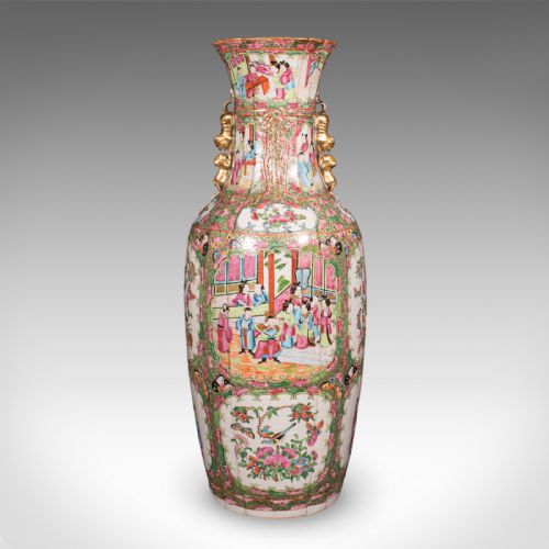 TALL ANTIQUE FAMILLE ROSE VASE CHINESE CERAMIC QING CENTREPIECE VICTORIAN - ADDITIONAL PHOTO 1