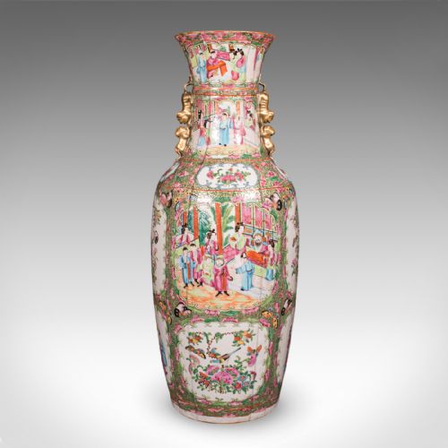 TALL ANTIQUE FAMILLE ROSE VASE CHINESE CERAMIC QING CENTREPIECE VICTORIAN - ADDITIONAL PHOTO 2