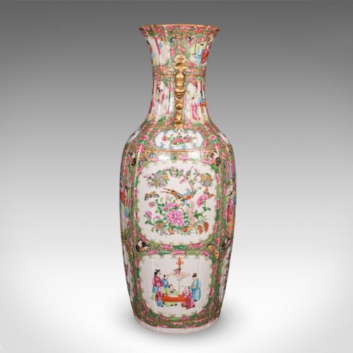 TALL ANTIQUE FAMILLE ROSE VASE CHINESE CERAMIC QING CENTREPIECE VICTORIAN - ADDITIONAL PHOTO 3