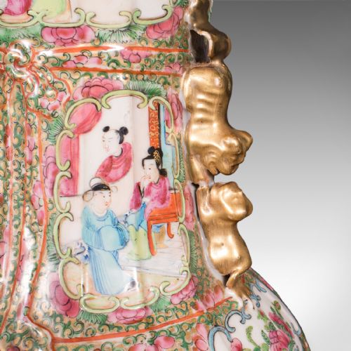 TALL ANTIQUE FAMILLE ROSE VASE CHINESE CERAMIC QING CENTREPIECE VICTORIAN - ADDITIONAL PHOTO 6