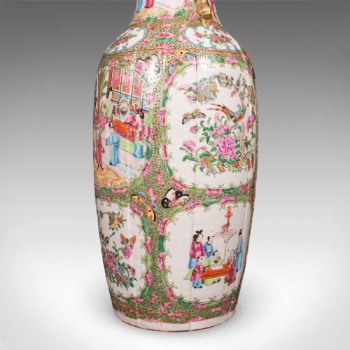 TALL ANTIQUE FAMILLE ROSE VASE CHINESE CERAMIC QING CENTREPIECE VICTORIAN - ADDITIONAL PHOTO 9