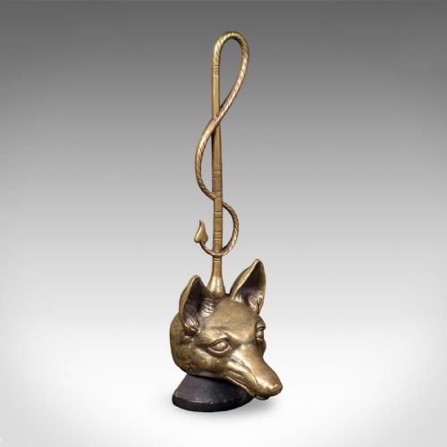 ANTIQUE FOX HEAD DOORSTOP ENGLISH BRASS COUNTRY HOUSE DOOR KEEPER CIRCA 1920