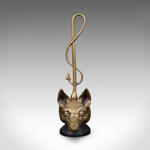 ANTIQUE FOX HEAD DOORSTOP ENGLISH BRASS COUNTRY HOUSE DOOR KEEPER CIRCA 1920 - ADDITIONAL PHOTO 1