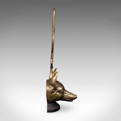 ANTIQUE FOX HEAD DOORSTOP ENGLISH BRASS COUNTRY HOUSE DOOR KEEPER CIRCA 1920 - ADDITIONAL PHOTO 2