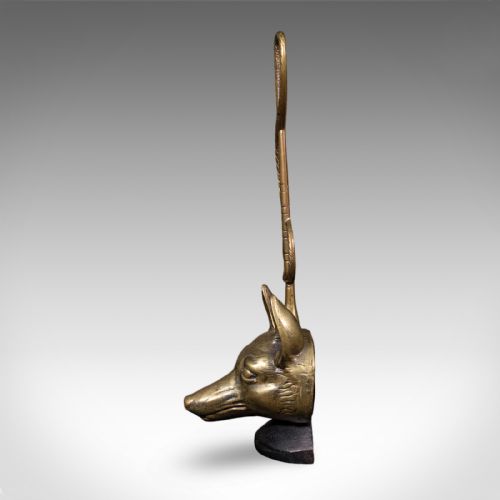 ANTIQUE FOX HEAD DOORSTOP ENGLISH BRASS COUNTRY HOUSE DOOR KEEPER CIRCA 1920 - ADDITIONAL PHOTO 4