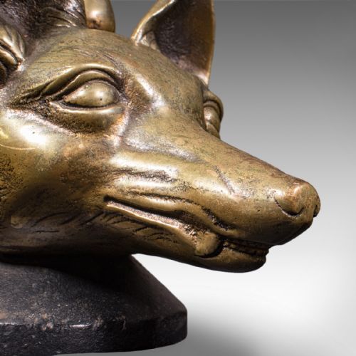 ANTIQUE FOX HEAD DOORSTOP ENGLISH BRASS COUNTRY HOUSE DOOR KEEPER CIRCA 1920 - ADDITIONAL PHOTO 9