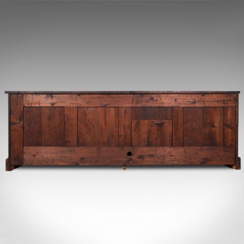 LARGE ANTIQUE DRESSER BASE ENGLISH OAK GOTHIC REVIVAL WINDOW SEAT VICTORIAN - ADDITIONAL PHOTO 5