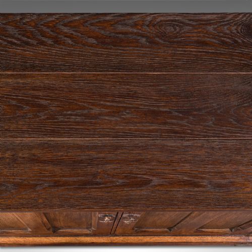 LARGE ANTIQUE DRESSER BASE ENGLISH OAK GOTHIC REVIVAL WINDOW SEAT VICTORIAN - ADDITIONAL PHOTO 6