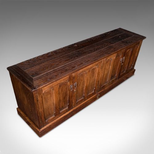 LARGE ANTIQUE DRESSER BASE ENGLISH OAK GOTHIC REVIVAL WINDOW SEAT VICTORIAN - ADDITIONAL PHOTO 7