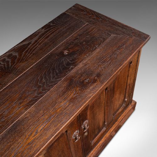 LARGE ANTIQUE DRESSER BASE ENGLISH OAK GOTHIC REVIVAL WINDOW SEAT VICTORIAN - ADDITIONAL PHOTO 8
