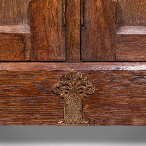 LARGE ANTIQUE DRESSER BASE ENGLISH OAK GOTHIC REVIVAL WINDOW SEAT VICTORIAN - ADDITIONAL PHOTO 11
