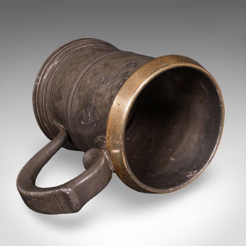 ANTIQUE PUBLIC HOUSE TANKARD ENGLISH PEWTER QUART JUG BREWERIANA VICTORIAN - ADDITIONAL PHOTO 5