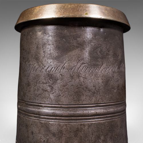 ANTIQUE PUBLIC HOUSE TANKARD ENGLISH PEWTER QUART JUG BREWERIANA VICTORIAN - ADDITIONAL PHOTO 6