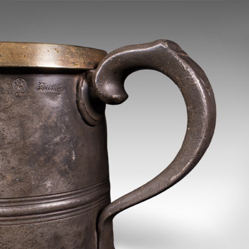 ANTIQUE PUBLIC HOUSE TANKARD ENGLISH PEWTER QUART JUG BREWERIANA VICTORIAN - ADDITIONAL PHOTO 10