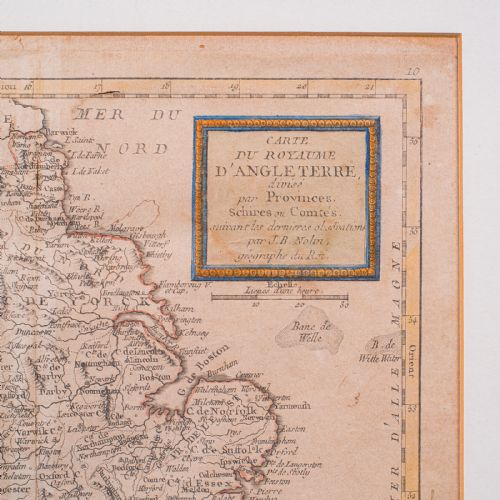 ANTIQUE MAP OF ENGLAND WALES FRENCH FRAMED CARTOGRAPHY GEORGIAN CIRCA 1780 - ADDITIONAL PHOTO 3