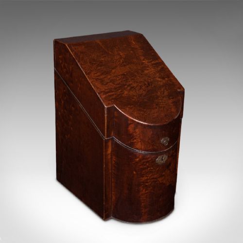 ANTIQUE KNIFE BOX ENGLISH KITCHEN ORGANISER 46 ITEM CUTLERY STORAGE GEORGIAN - ADDITIONAL PHOTO 1