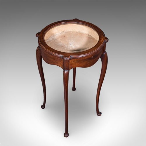 SMALL ANTIQUE BIJOUTERIE TABLE ENGLISH GLASS DISPLAY CASE EDWARDIAN C1905 - ADDITIONAL PHOTO 6