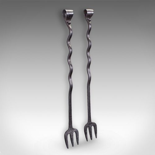 4 ANTIQUE COUNTRY HOUSE INGLENOOK FIRE TOOLS ENGLISH COMPANION SET VICTORIAN - ADDITIONAL PHOTO 2