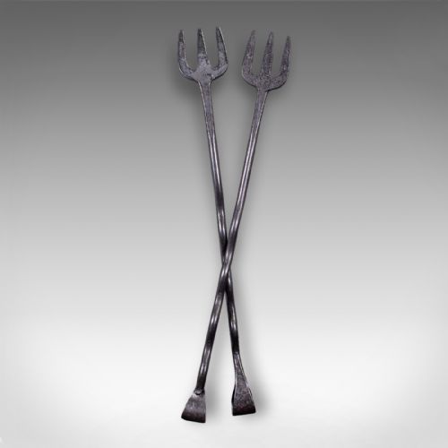 4 ANTIQUE COUNTRY HOUSE INGLENOOK FIRE TOOLS ENGLISH COMPANION SET VICTORIAN - ADDITIONAL PHOTO 3