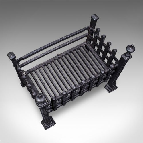 ANTIQUE FIRE BASKET ENGLISH WROUGHT IRON FIREPLACE GRATE VICTORIAN C1885 - ADDITIONAL PHOTO 5