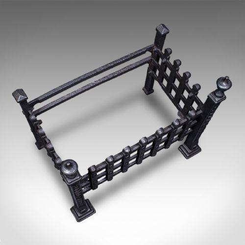 ANTIQUE FIRE BASKET ENGLISH WROUGHT IRON FIREPLACE GRATE VICTORIAN C1885 - ADDITIONAL PHOTO 6